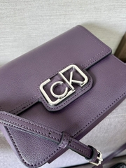 Túi Xách CK Logo Bạc Gập Tím Xuất Xịn