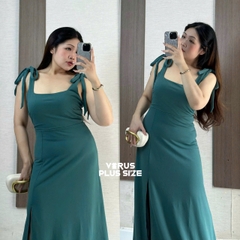 Đầm tiệc Birdy 2 dây cột nơ maxi xẻ tà vải creep dày dặn bigsize