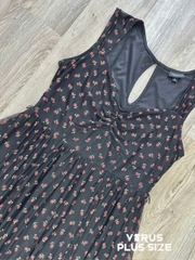 Đầm Chie retro cộc tay lưới nền hoa xinh bigsize
