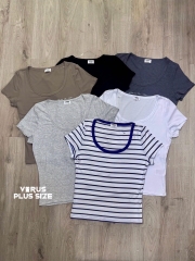 Áo thun gân cổ rộng cotton bigsize form body ôm nhẹ(toonnat)