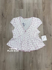 Áo peplum lapechee hoa cổ V bigsize