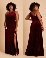 Đầm nhung lệch vai Birdy maxi xẻ tà bigsize