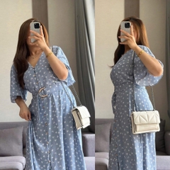 Đầm Midi Me cổ V kèm belf bigsize