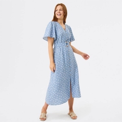 Đầm Midi Me cổ V kèm belf bigsize
