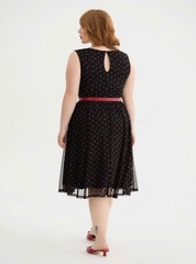 Đầm Chie retro cộc tay lưới nền hoa xinh bigsize