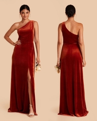 Đầm nhung lệch vai Birdy maxi xẻ tà bigsize