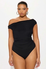 Bodysuit Fashion lệch vai nhún eo bigsize xuất xịn
