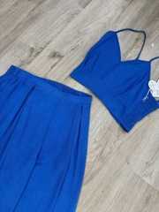 Set 2d cổ tim Sienna áo crop quần suông lưng thun co giãn thoải mái bigsize