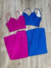 Set 2d cổ tim Sienna áo crop quần suông lưng thun co giãn thoải mái bigsize