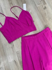 Set 2d cổ tim Sienna áo crop quần suông lưng thun co giãn thoải mái bigsize