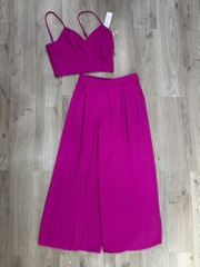 Set 2d cổ tim Sienna áo crop quần suông lưng thun co giãn thoải mái bigsize