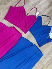 Set 2d cổ tim Sienna áo crop quần suông lưng thun co giãn thoải mái bigsize