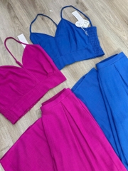 Set 2d cổ tim Sienna áo crop quần suông lưng thun co giãn thoải mái bigsize