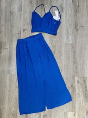 Set 2d cổ tim Sienna áo crop quần suông lưng thun co giãn thoải mái bigsize