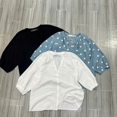 Áo cổ V nút primark tay phồng bigsize xuất xịn