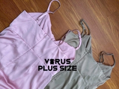 Đầm dây lụa f21plus nhún ngực xuất xịn bigsize(1254)