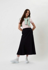 Chân váy un1 lưng thun bigsize cotton thoáng mát che khuyết điểm(hàng cắt tag)