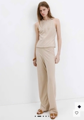 Set xoài mng áo cộc tay zip / quần suông vải tây sang xịn bigsize