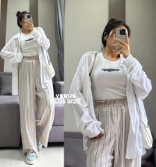Quần ống suông sọc linen Pennington xuất xịn