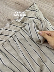 Quần ống suông sọc linen Pennington xuất xịn