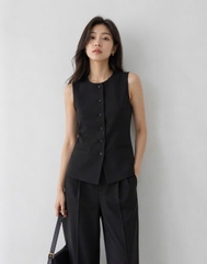 Áo gile cổ tròn GJ nút cài xuất xịn
