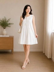 Đầm cộc tay cato trắng bigsize chất thun mát mịn thoải mái(catodxln)
