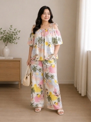 Set Cato áo bẹt vai quần suông vibe summer bigsize