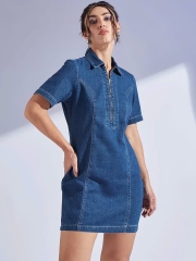 Đầm somi zip Cato bigsize fom suông jean mềm thoải mái bigsize(catodzip)