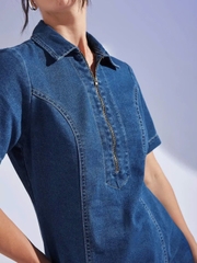 Đầm somi zip Cato bigsize fom suông jean mềm thoải mái bigsize(catodzip)