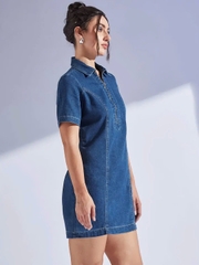 Đầm somi zip Cato bigsize fom suông jean mềm thoải mái bigsize(catodzip)