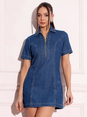 Đầm somi zip Cato bigsize fom suông jean mềm thoải mái bigsize(catodzip)