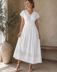 Đầm  phối ren cato trắng maxi bigsize(catodpr)