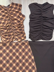 Set áo nhún eo + chân váy midi Xoài Mng bigsize
