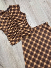 Set áo nhún eo + chân váy midi Xoài Mng bigsize