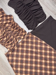 Set áo nhún eo + chân váy midi Xoài Mng bigsize