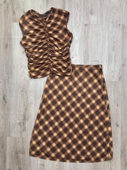 Set áo nhún eo + chân váy midi Xoài Mng bigsize