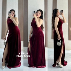 Đầm nhung lệch vai Birdy maxi xẻ tà bigsize