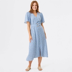 Đầm Midi Me cổ V kèm belf bigsize
