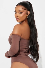 Bodysuit fashion bẹt vai nhún ngực tôn dáng bigsize