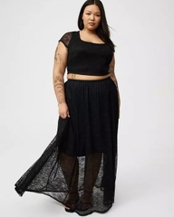 Set áo crop / váy midi phối ren Torrid bigsize xuất xịn