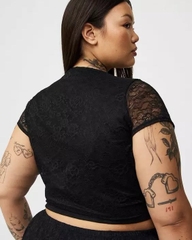 Set áo crop / váy midi phối ren Torrid bigsize xuất xịn