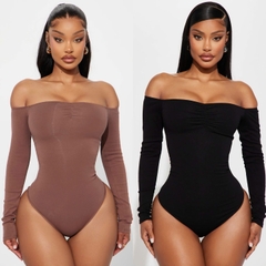 Bodysuit fashion bẹt vai nhún ngực tôn dáng bigsize