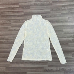Áo ren cổ lọ thêu hoa L3nedifie bigsize xuất xịn