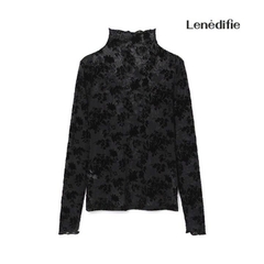 Áo ren cổ lọ thêu hoa L3nedifie bigsize xuất xịn
