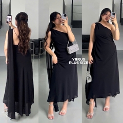 Đầm voan Xoài mng lệch vai tiệc tùng bigsize xuất xịn