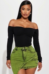 Bodysuit fashion bẹt vai nhún ngực tôn dáng bigsize