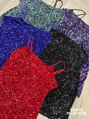 [Có Bigsize] Đầm hai dây bp sequin xuất xịn