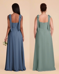 Đầm tiệc Birdy 2 dây cột nơ maxi xẻ tà vải creep dày dặn bigsize