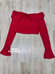 Áo bẹt vai fashion đỏ dịu xuất xịn bigsize