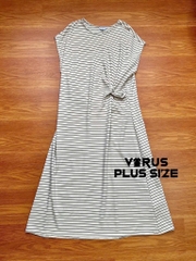 Đầm Midi Primark nhún eo kem sọc xuất xịn